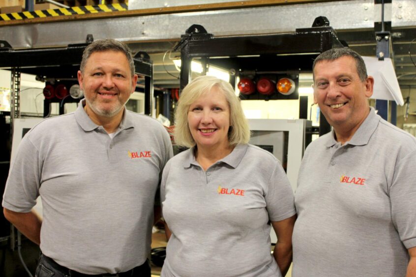 Stuart White, Ann Johnson and Howard Johnson of Blaze.