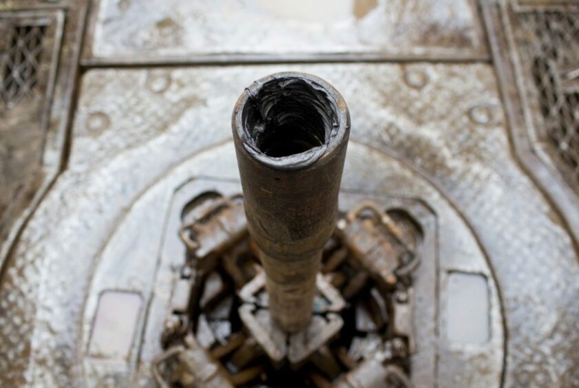 Grease lubricates the connecting collar of an drill pipe on an oil drilling rig, operated by Tatneft PJSC, on an oilfield near Almetyevsk, Tatarstan, Russia, on Wednesday, March 6, 2019. Tatneft explores for, produces, refines, and markets crude oil. Photographer: Andrey Rudakov/Bloomberg