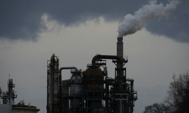 Oil refinery towers