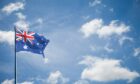 Australian flag flutters in the wind