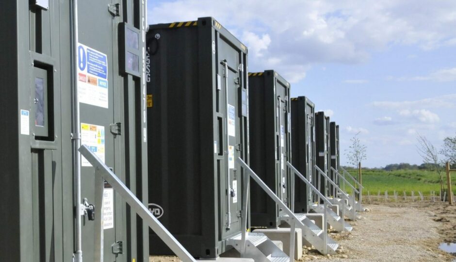 What battery modules will look like at Anesco's Rothienorman site.