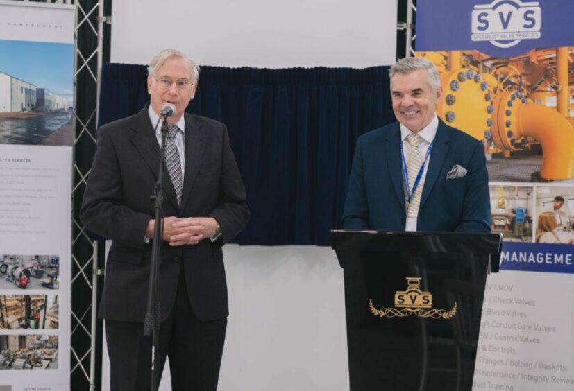 l-r The Duke of Gloucester and Specialist Valve Services managing director Gerry Henry.