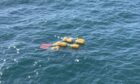 Floating yellow debris in the sea