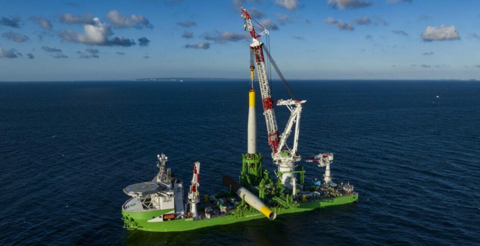 DEME's Orion DP3 wind installation vessel.