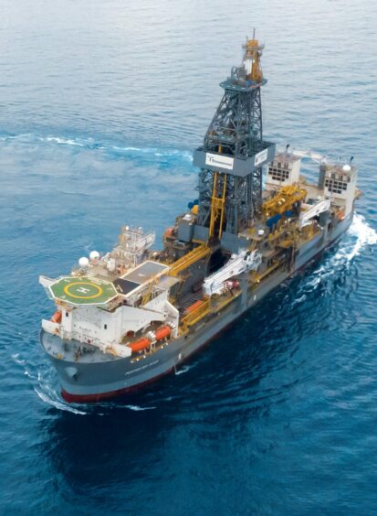 A drillship from above