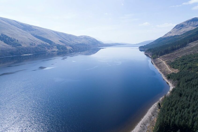 Aerial view of Loch Lochy, where the Coire Glas scheme will be built.