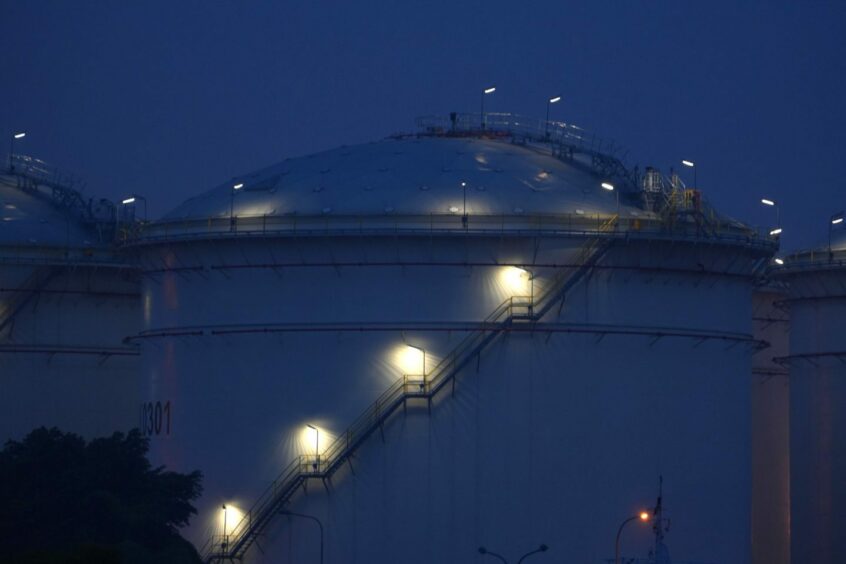 Fuel storage tanks at a PT Pertamina facility at Tanjung Priok Port in Jakarta, Indonesia, on Monday, Dec. 5, 2022. Pertamina is looking to buy crude for the February arrival to its Cilacap refinery, according to a tender document seen by Bloomberg. Photographer: Dimas Ardian/Bloomberg