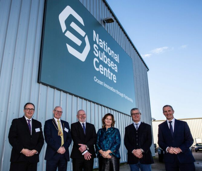 NSC opening. Left to right: John McCall; Lord Provost; Steve Olivier; Colette Cohen; Lord Offord; Michael Matheson MSP.