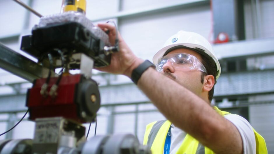 Worker shown in still from 'The Time is Now: the UK's changing energy industry'