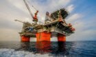 An oil and gas platform in the Gulf of Mexico.