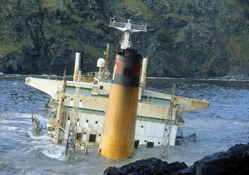 Mandatory Credit: Photo by Shutterstock (209808a)
Wreckage of the Braer oil tanker off the Shetland Islands. 1993.