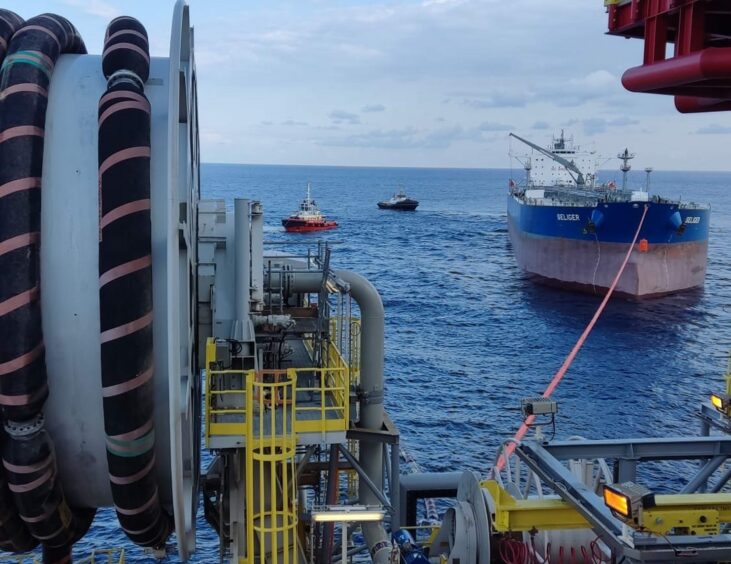 Oil tanker Seliger lifts the first liquids cargo from the Karish field via the Energean Power FPSO.