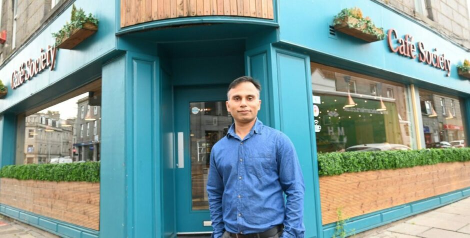 Varinder Sood's Cafe Society sits opposite the new Shell office. Image: Kami Thomson/DC Thomson. Union Street.