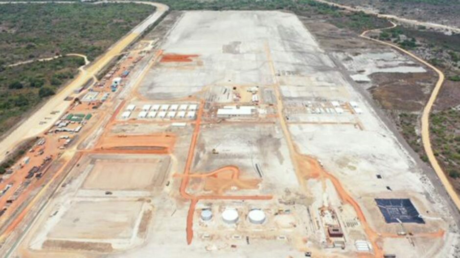 Aerial view of camp site in Mozambique