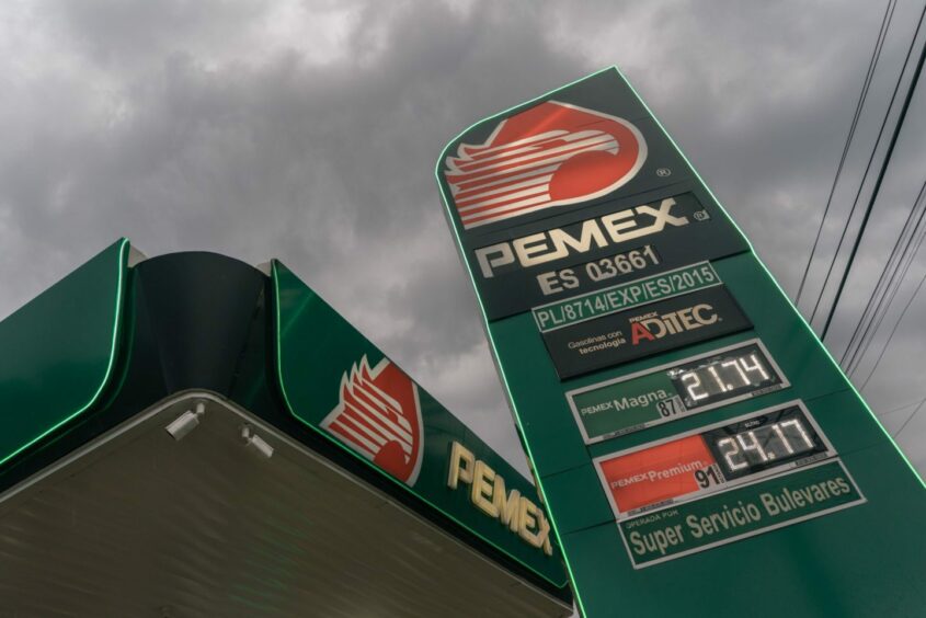 Fuel prices at a Petroleos Mexicanos (PEMEX) gas station in Naucalpan, Mexico State, Mexico, on Saturday, Aug. 13, 2022. Soaring prices of food and fuel across Latin America are hitting the poor the hardest, creating a political tinderbox that?s a warning to the world. Photographer: Luis Antonio Rojas/Bloomberg