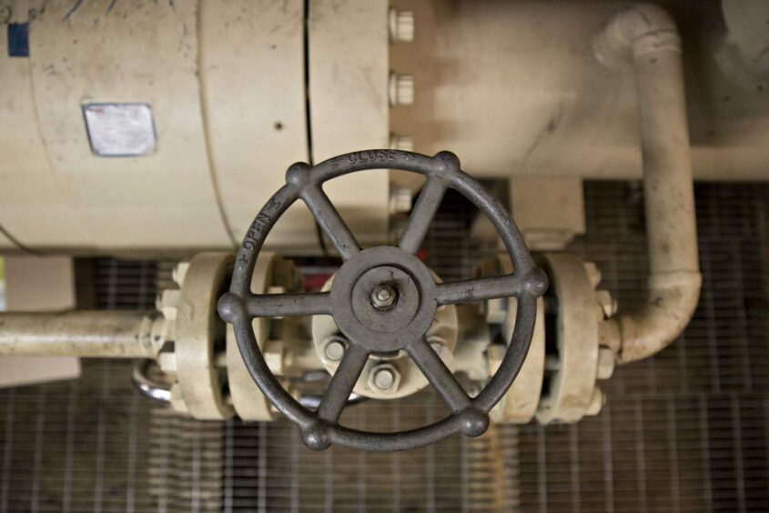 A valve is seen inside a well house at the Caelus Energy LLC Oooguruk Development Project in Harrison Bay, Alaska, U.S., on Friday, Feb. 17, 2017. Four decades after the Trans Alaska Pipeline System went live, transforming the North Slope into a modern-day Klondike, many Alaskans fear the best days have passed. Photographer: Daniel Acker/Bloomberg