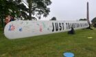 Greenpeace brought a 13metre wind turbine blade to Duthie Park for its Just Transition campaign in 2021.