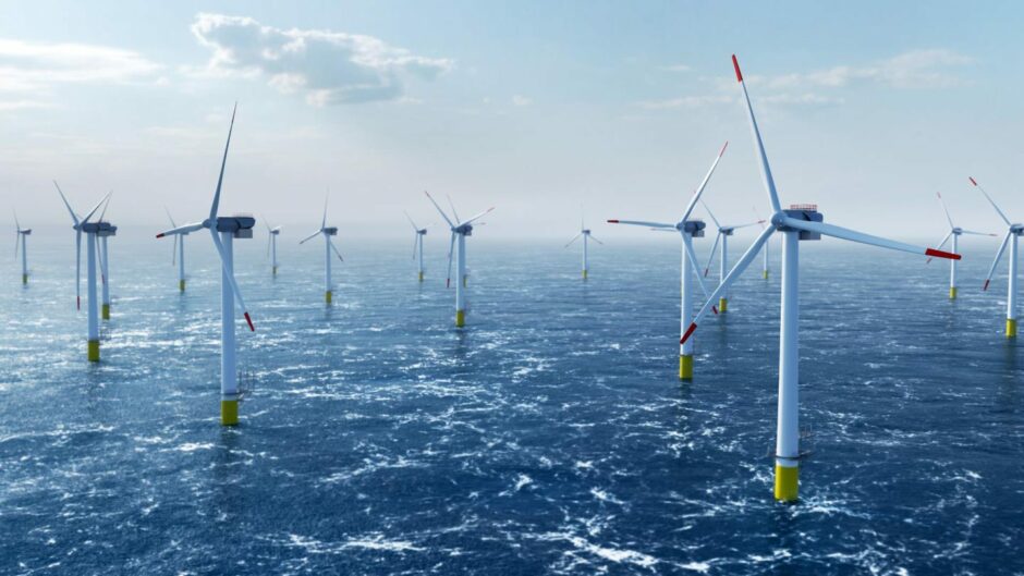 Wind Turbines offshore. UK. Supplied by Canva