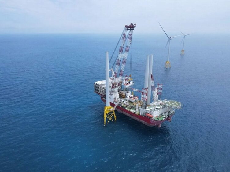 Turbine installation at the Changhua offshore wind area.