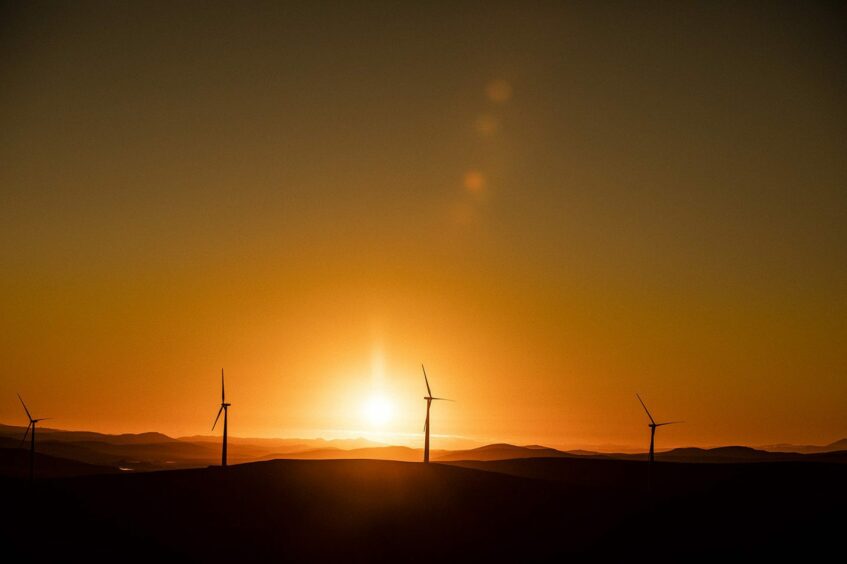 Sunrise at a wind farm