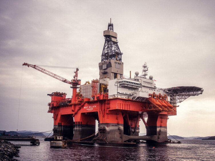 Drilling rig under overcast skies