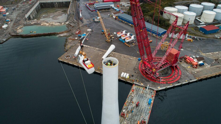 Turbine assembly for the Hywind Tampen floating wind project.