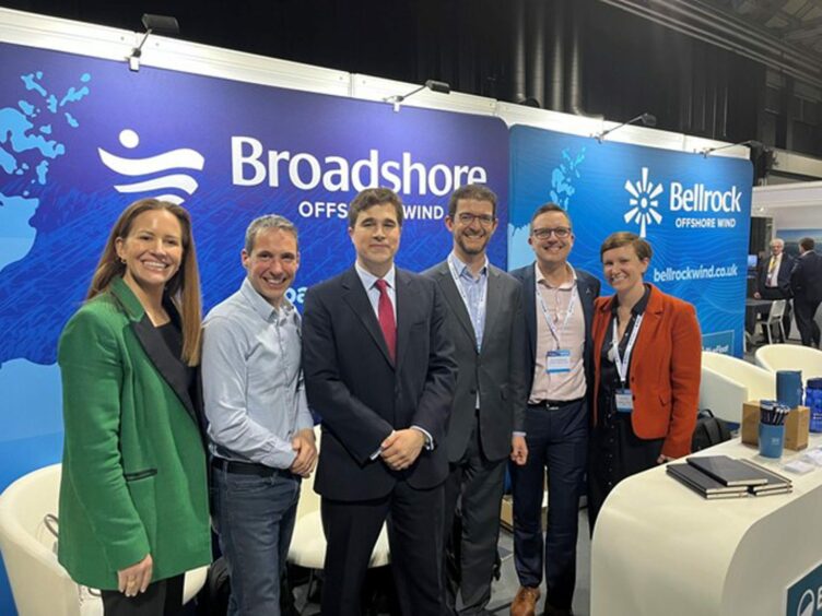 From left: Susie Lind, Managing Director - UK, BlueFloat / Renantis Partnership; Richard Britton, Global Head of Offshore, Renantis; Rafal Libera, Director of Business Development ? Europe, Acteon Geo-services; Carlos Martin Rivals, CEO, BlueFloat Energy; David Robertson, Project Director, Bellrock OWF; and Amy Parry, Head of Project Delivery, Broadshore OWF. PJ Live, Aberdeen.