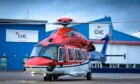 A CHC helicopter at its facility in Aberdeen.