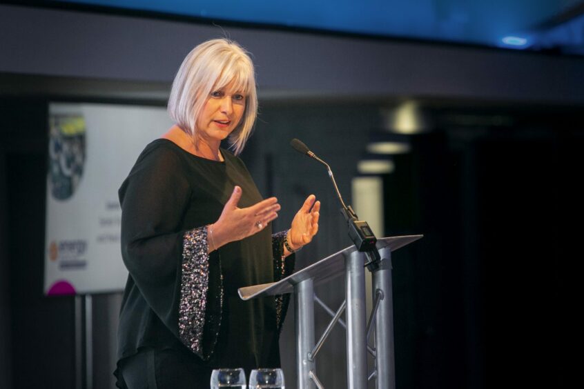 BP UK head of country Louise Kingham addressing the Aberdeen, Highland and Islands branch of the Energy Institute.. Marcliffe, Aberdeen.