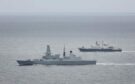 Royal Navy ship HMS Diamond shadows a Russian Navy spy ship as it passes through the English Channel. Image: Press Association