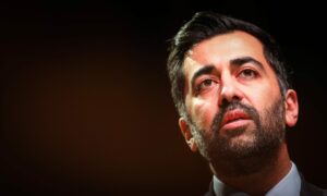 First Minister Humza Yousaf during his address at the Caird Hall. Monday 17th April, 2023.