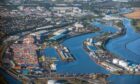 Aerial view of Grangemouth chemical plant and docks