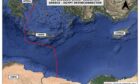 The GREGY interconnector route, from Egypt to Greece map