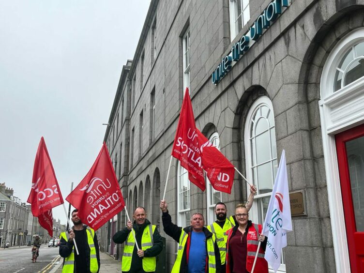 Unite members and reps meet at the union's offices on Aberdeen's King Street