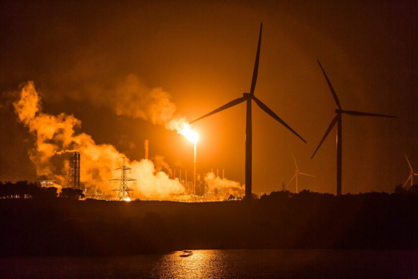 Flaring at Mossmorran in Fife.