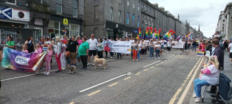 Shell shows support for Grampian Pride by taking part in Union Street march.