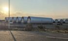 Wind turbine towers. Port of Dundee.