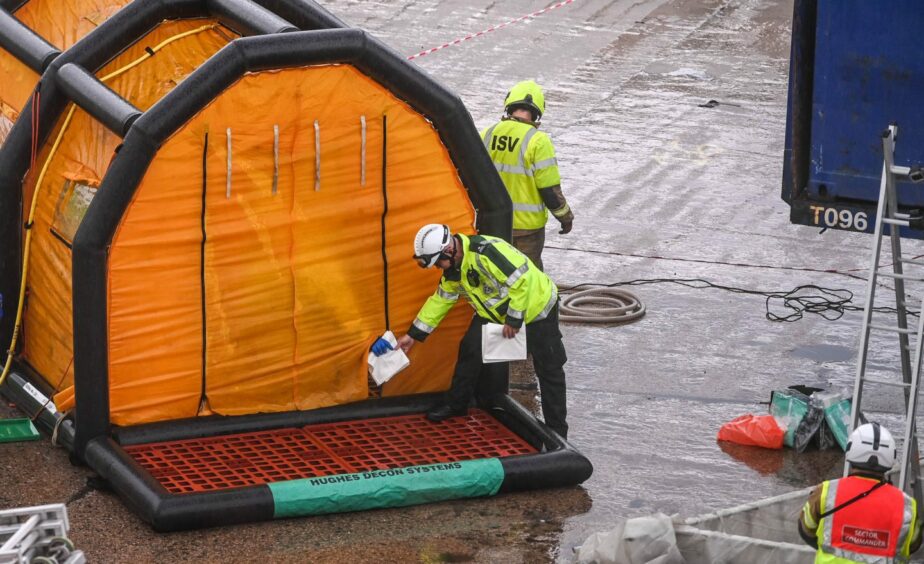 A tent was erected on the site. Image: Darrell Benns/ DC Thomson.