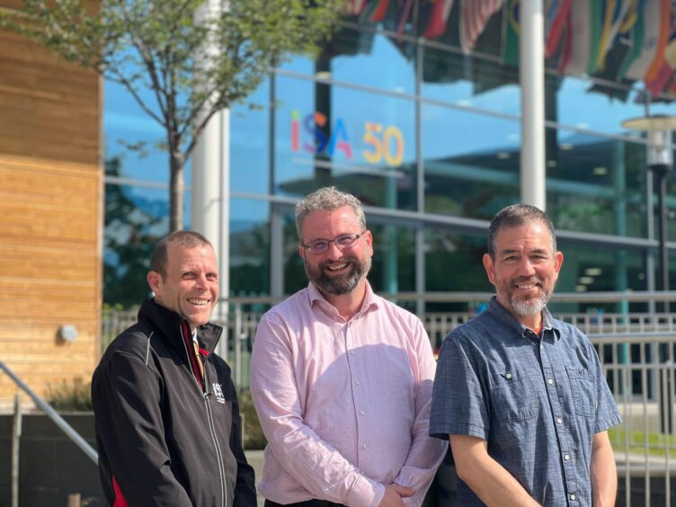 ISA departing Middle School/High School Principal Angus Carmichael, Head of School Nick Little and Preschool and Elementary School Principal Morio Kajiwara.