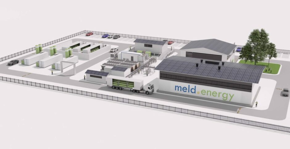 An artist's rendering of Meld Energy's proposed green hydrogen production facility, earmarked for Humber.