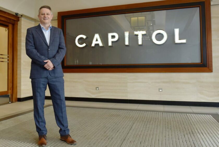 Xodus CEO Steve Swindell outside of his firm's HQ in Aberdeen's Capitol building.