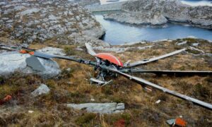 The main rotor of a CHC super puma which crashed off Norway in 2016.