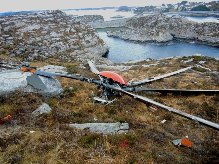 The main rotor of a CHC super puma which crashed off Norway in 2016. CHC is carrying out a safety summit this year which will look at 12 global helicopter industry accidents in 2022.