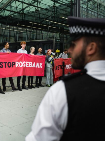 In July, Fossil Free London stage sit-in at Department for Energy Security and Net Zero offices.