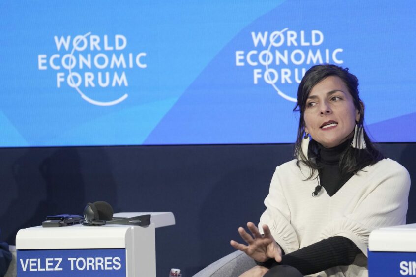 Irene Velez Torres, Minister of Mines and Energy of Colombia speaking in The Different Roads to Energy Transition session at the World Economic Forum Annual Meeting 2023. Davos.