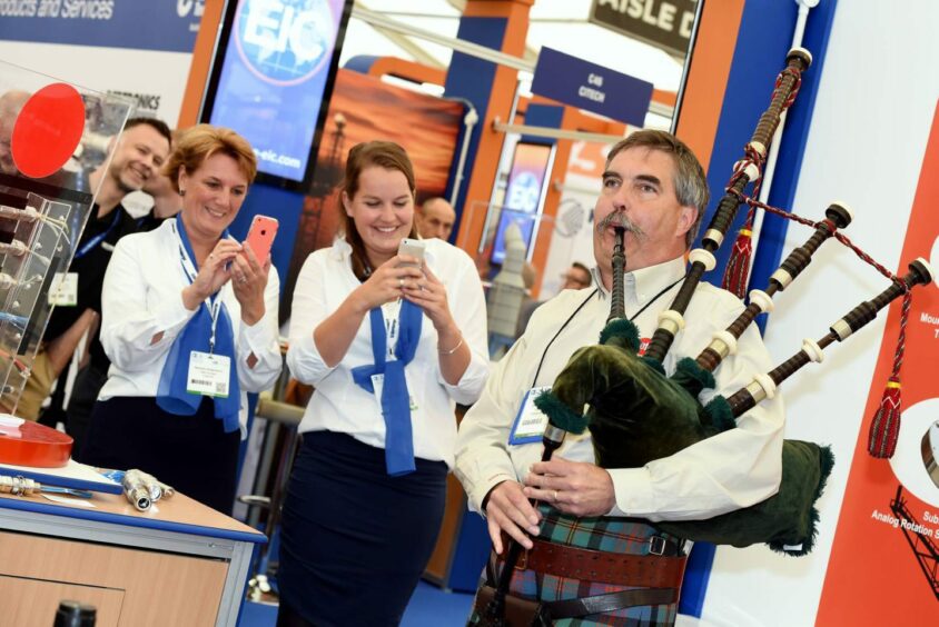 A piper at Offshore Europe in 2015.
