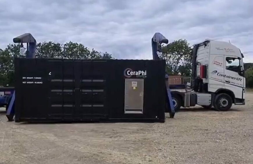 CeraPhiTRU (Thermal Response Unit) container at the KM-8 well site. Ryedale.