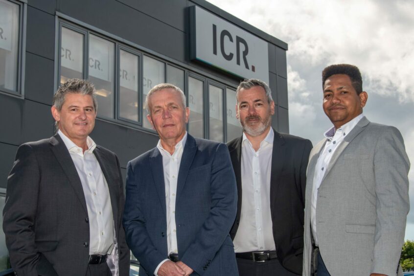 From Left, Russell Collins (regional director APAC), Jim Beveridge (ICR CEO), Ross McHardy (Group Director), Antonio Caraballo (Inspection and Integrity Management Services Director).. Aberdeen.
