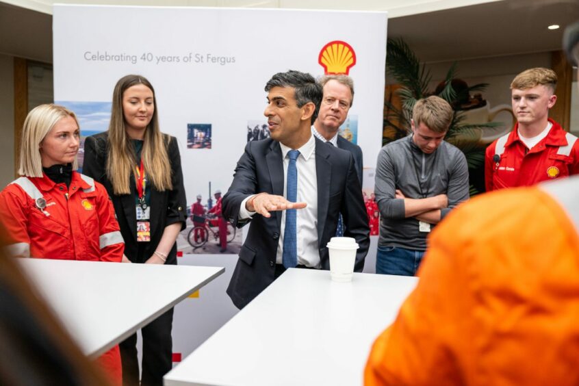Prime Minister Rishi Sunak during his visit to Shell St Fergus Gas Plant in Peterhead, Aberdeenshire.