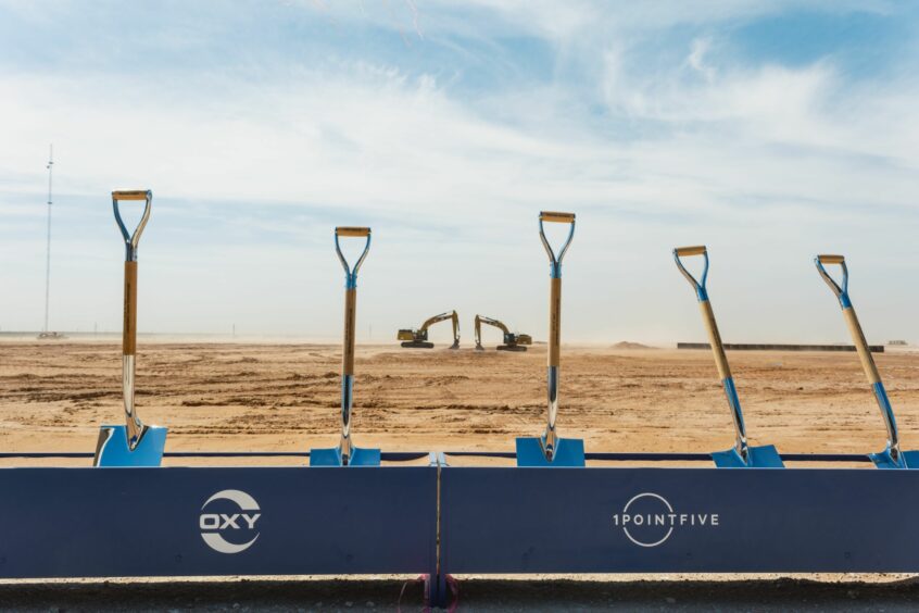 Shovels during a groundbreaking ceremony at the Occidental Petroleum and 1PointFive Direct Air Capture (DAC) plant in Ector County, Texas, US, on Friday, April 28, 2023.